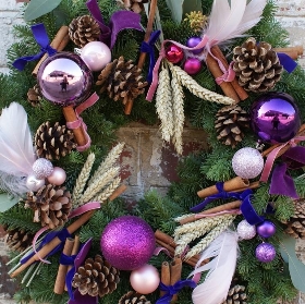 Luxury Plum Fairy Fresh Christmas Wreath with FREE GIFT