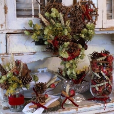 RUSTIC VELVET Festive Napkin Posies set of 4