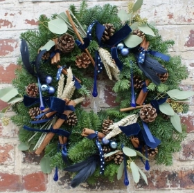 Luxury Navy Velvet Fresh Christmas Wreath with FREE GIFT